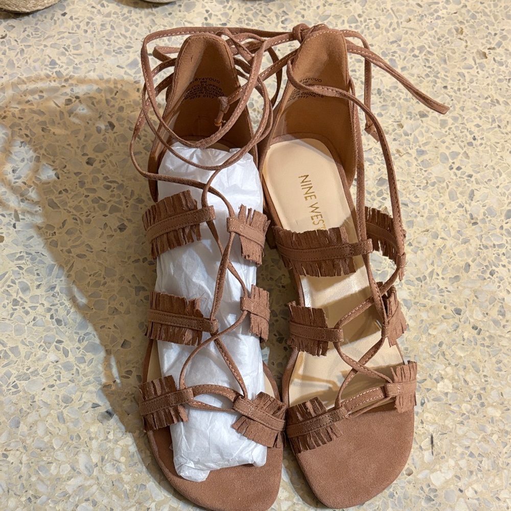 Nine West Brown Lace-Up Sandals